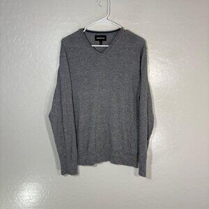 Bonobos Sweater Mens XL Gray Merino Wool V Neck Knit Long Sleeve Pullover Slim